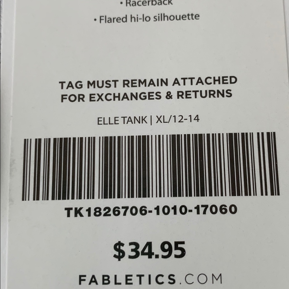 Fabletics Racer Back White Exercise Shirt (NWT) - Picture 6 of 7